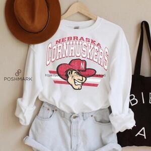 Nebraska Cornhuskers Football Ncaa Sweatshirt Grey White